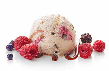 Image showing ice cream ball with frozen berries