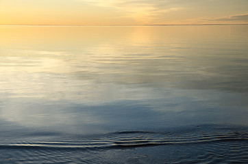Image showing Absolute calm water with evening light