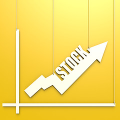 Image showing Stock word with chart hang on yellow background