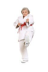 Image showing Senior woman in karate pose