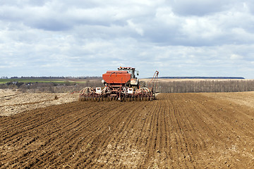 Image showing sowing of cereals. Spring  