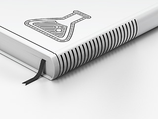 Image showing Science concept: closed book, Flask on white background