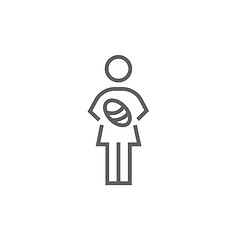 Image showing Woman holding baby line icon.