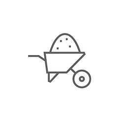 Image showing Wheelbarrow full of sand line icon.