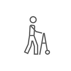 Image showing Man with walker line icon.