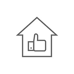 Image showing Thumb up in house line icon.