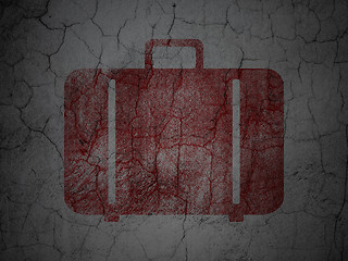 Image showing Tourism concept: Bag on grunge wall background