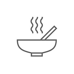 Image showing Bowl of hot soup with spoon line icon.