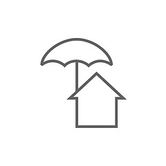 Image showing House under umbrella line icon.