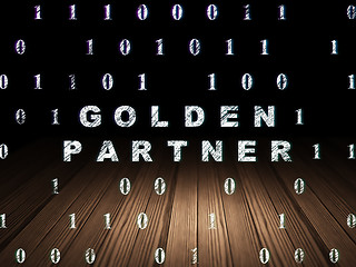 Image showing Finance concept: Golden Partner in grunge dark room