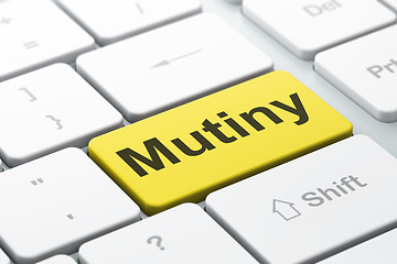 Image showing Political concept: Mutiny on computer keyboard background