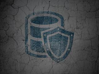 Image showing Database concept: Database With Shield on grunge wall background