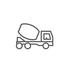 Image showing Concrete mixer truck line icon.