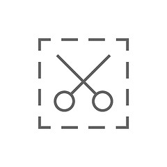 Image showing Scissors with dotted lines line icon.