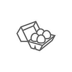 Image showing Eggs in carton package line icon.