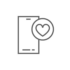 Image showing Smartphone with heart sign line icon.