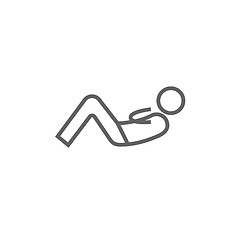 Image showing Man doing abdominal crunches line icon.