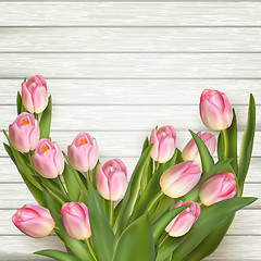 Image showing Pink fresh tulips flowers. EPS 10