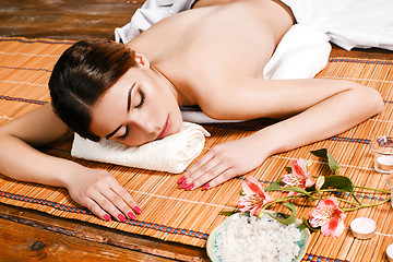 Image showing Beautiful young woman at a spa salon