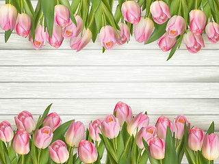 Image showing Pink tulips border. EPS 10