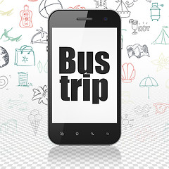 Image showing Tourism concept: Smartphone with Bus Trip on display