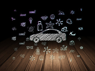 Image showing Vacation concept: Car in grunge dark room