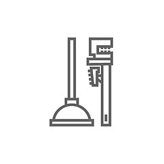 Image showing Pipe wrenches and plunger line icon.