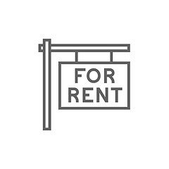 Image showing For rent placard line icon.