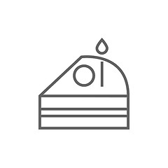 Image showing Slice of cake with candle line icon.