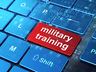 Image showing Studying concept: Military Training on computer keyboard background