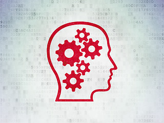 Image showing Information concept: Head With Gears on Digital Paper background