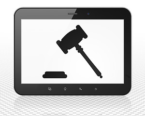 Image showing Law concept: Tablet Pc Computer with Gavel on display