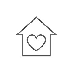 Image showing House with heart symbol line icon.