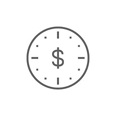 Image showing Wall clock with dollar symbol line icon.