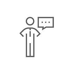 Image showing Businessman with a speech square line icon.