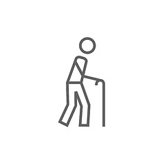 Image showing Man with cane line icon.