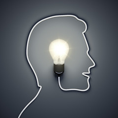 Image showing light bulb inside a male head 