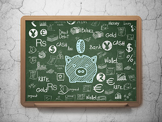 Image showing Money concept: Money Box With Coin on School Board background
