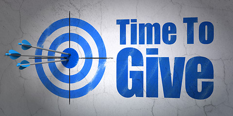 Image showing Time concept: target and Time To Give on wall background