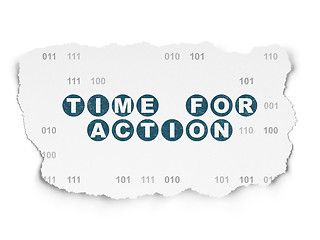 Image showing Timeline concept: Time for Action on Torn Paper background