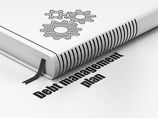 Image showing Business concept: book Gears, Debt Management Plan on white background