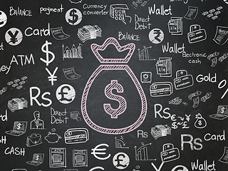 Image showing Money concept: Money Bag on School Board background