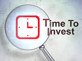 Image showing Time concept: Watch and Time To Invest with optical glass