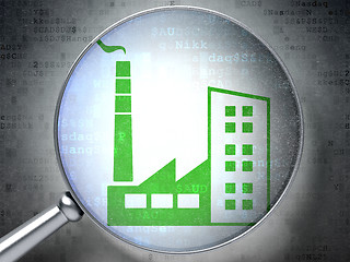 Image showing Business concept: Industry Building with optical glass on digital background