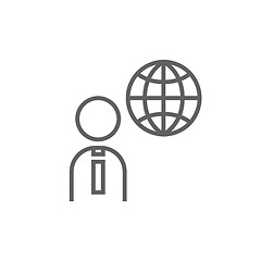 Image showing Man with globe line icon.