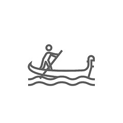 Image showing Sailor rowing boat line icon.