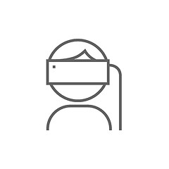 Image showing Man wearing virtual reality headset line icon.