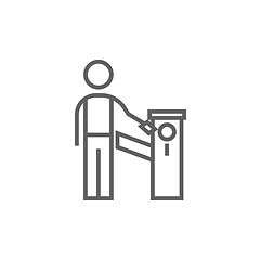 Image showing Man at car barrier line icon.