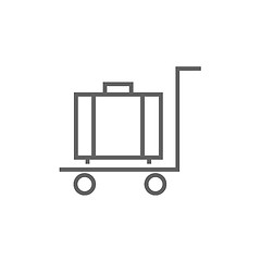 Image showing Luggage on trolley line icon.