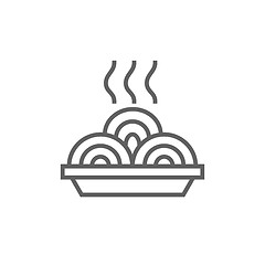 Image showing Hot meal in plate line icon.